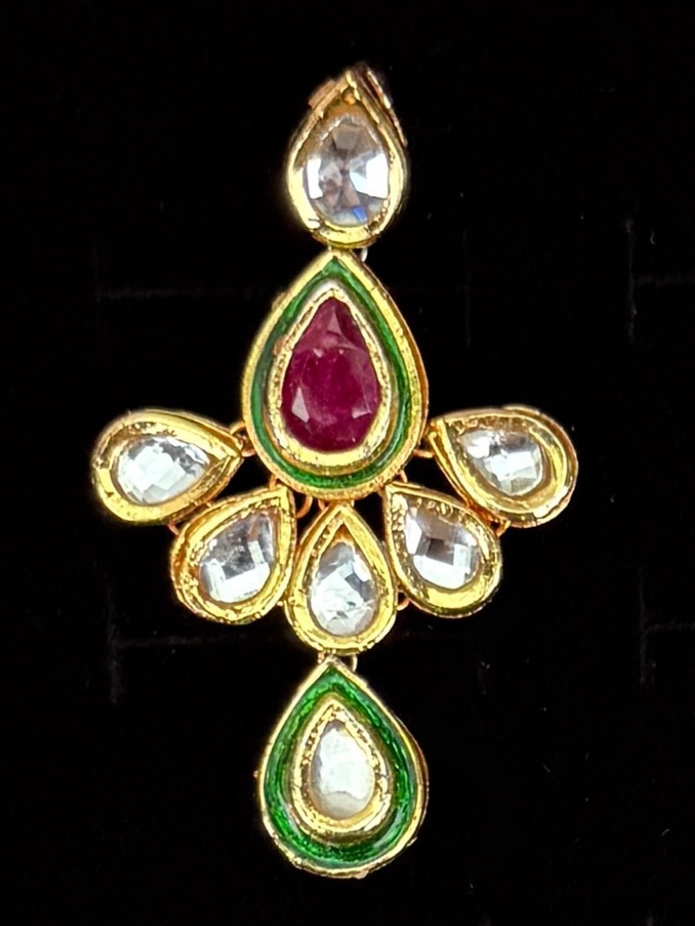 Elegant Goldtone Colorful Teardrop Pendant